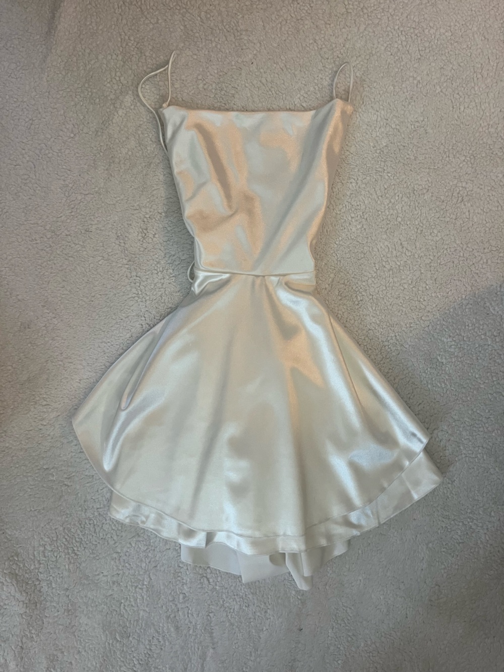 Ivory Satin Strapless Mini Dress